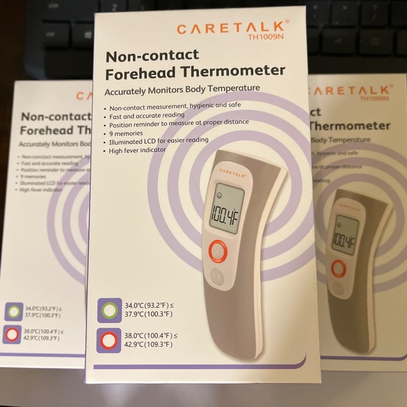 NIB - LOT of 3 - CARETALK Non-contact Forehead Thermometer - Model TH1009N - Picture 9 of 9
